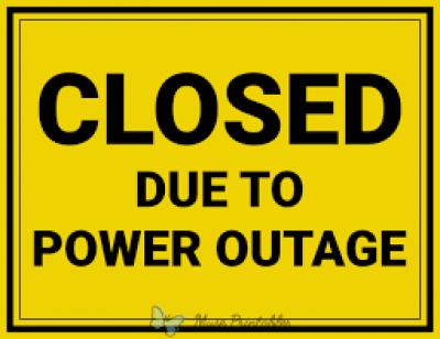 Road Closed due to Power Outage Sign