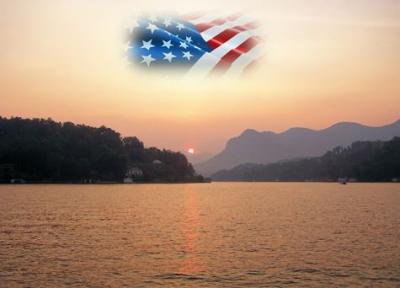 American Flag over Lake Lure
