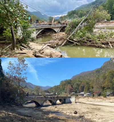 Flowering Bridge After Hurricane Helene and on 102524 