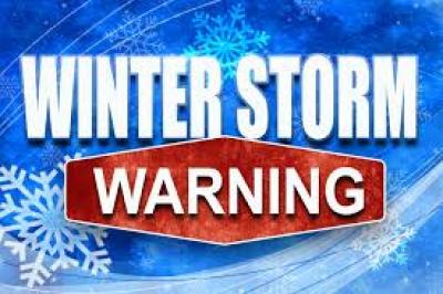 Winter storm warning sign