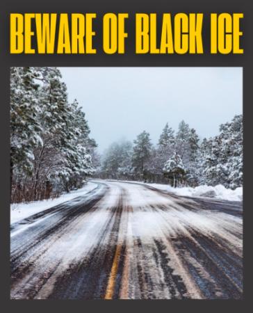 Beware Black Ice sign