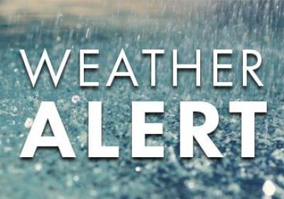 Weather Alert Sign with Rain