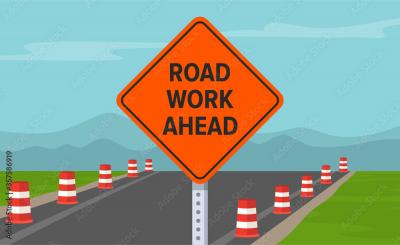 Roadwork Ahead sign