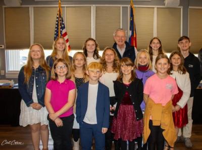Col Bob Bourne and Lake Lure Classical Academy Children Col Bob Bourne and Lake Lure Classical Academy Children