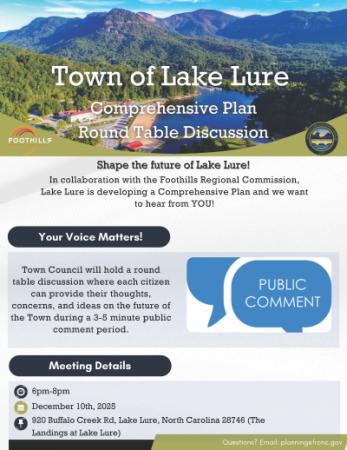 121026 Town of Lake Lure Round Table Discussion Flyer 121026 Town of Lake Lure Round Table Discussion Flyer