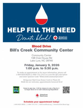 01-09-26 Bill's Creek Community Center Flyer