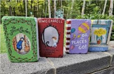 Bricks Painted to look like Books Bricks Painted to look like Books