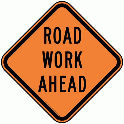 Orange Roadwork Ahead Sign