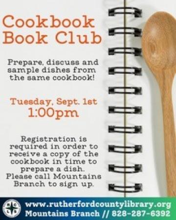 Mountain Branch Library Event - Cookbook Club - 9/1/26 at 1:00 PM