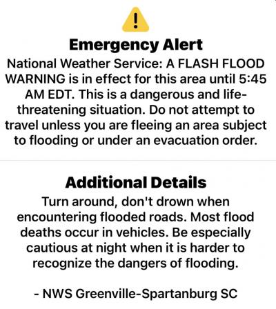 Flash flood Warning until 5:45 am