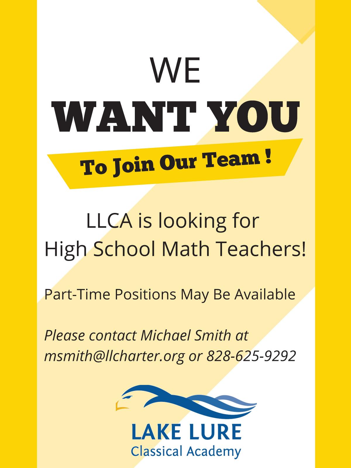 Lake Lure Classical Academy Recruitment for a High School Math Teacher