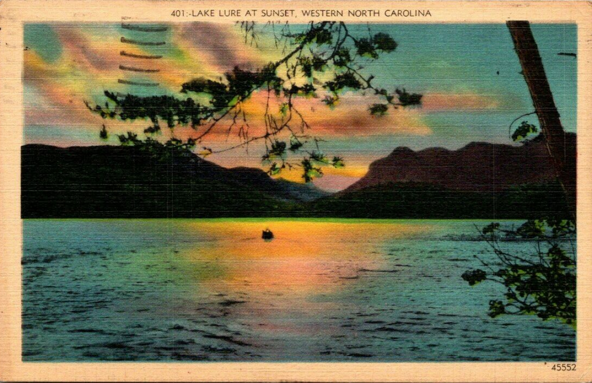 1943 Postcard of a Sunset in Lake Lure