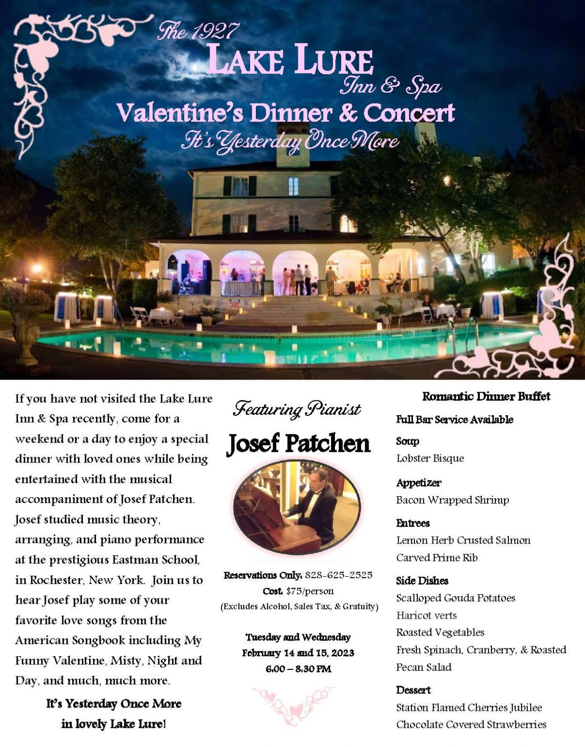 Valentine's Dinner and Concert Invitation 2/14/23 and 2/15/23