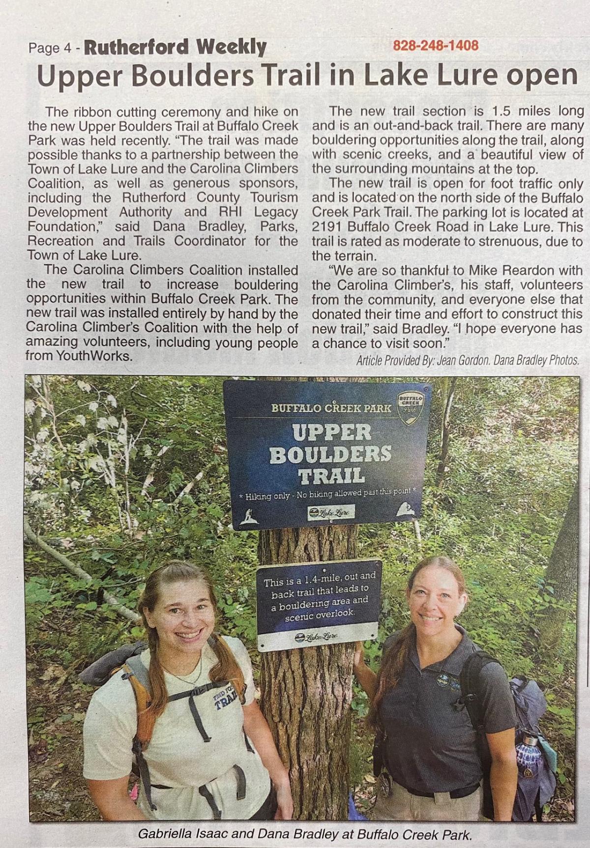 Upper Boulder Trails Article - Rutherford Weekly