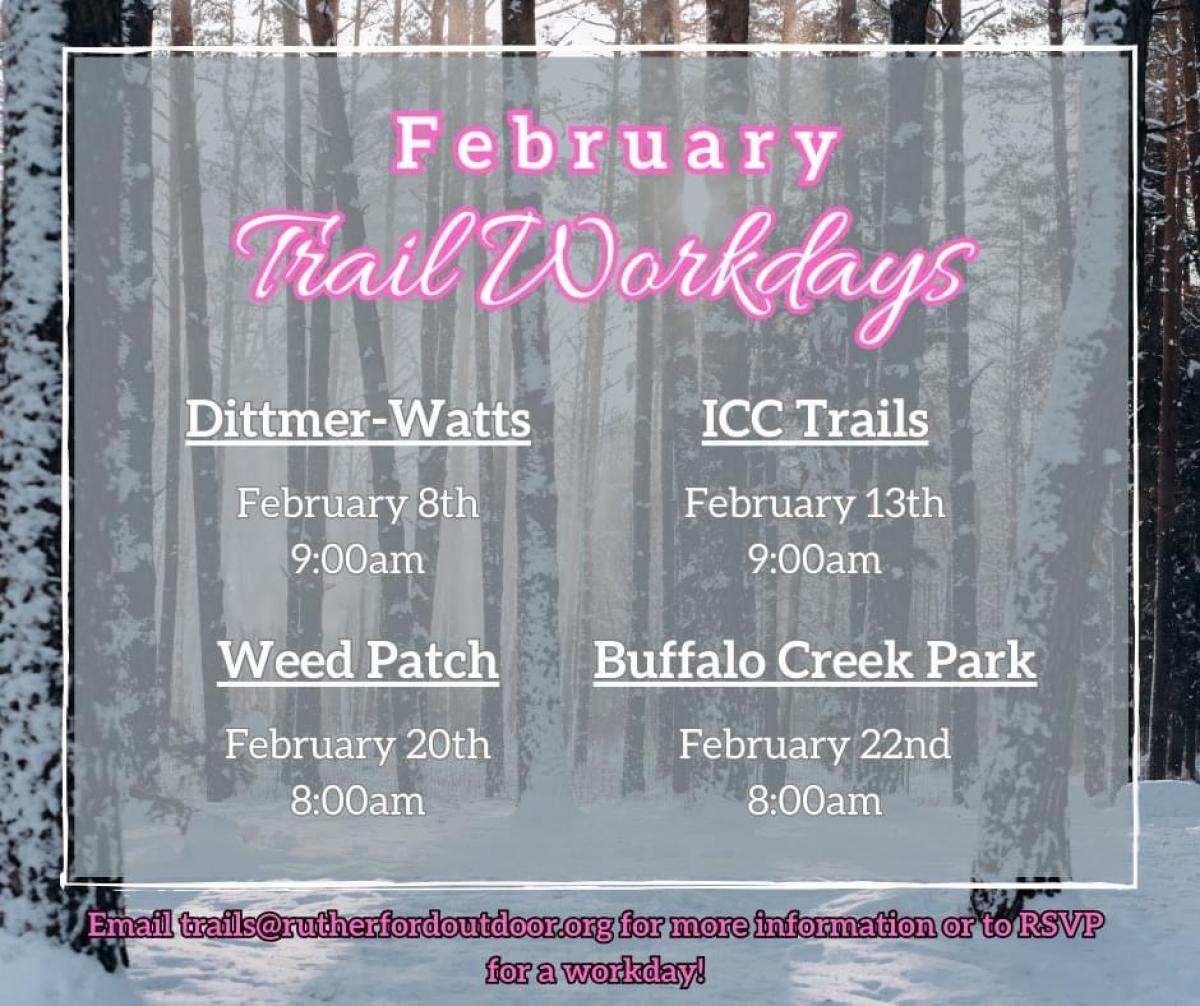 February 2024 TrIl Workdays Volunteers Needed Lake Lure North Carolina