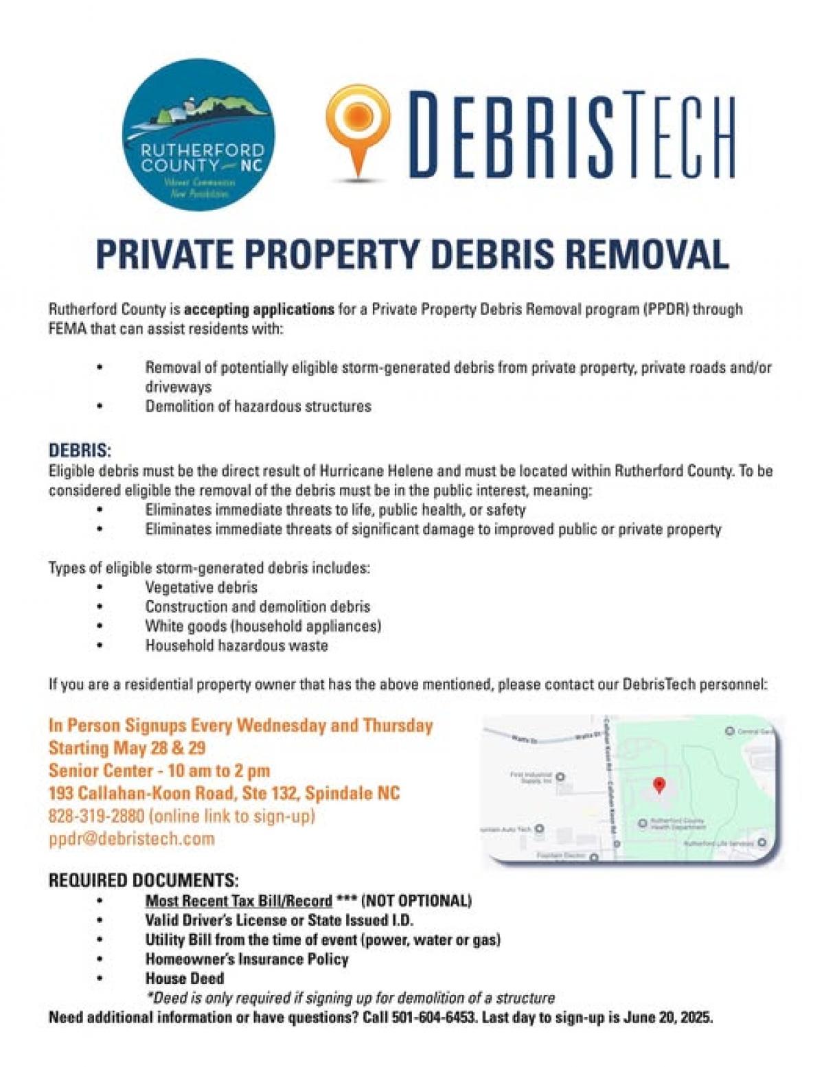 Rutherford County Personal Property Debris Removal  - Deadline 6/20/25