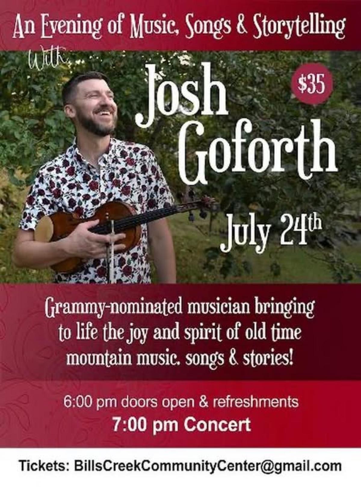 Josh Goforth Concert - 7/24/25 at 6 Josh Goforth Concert - 7/24/25 at 6