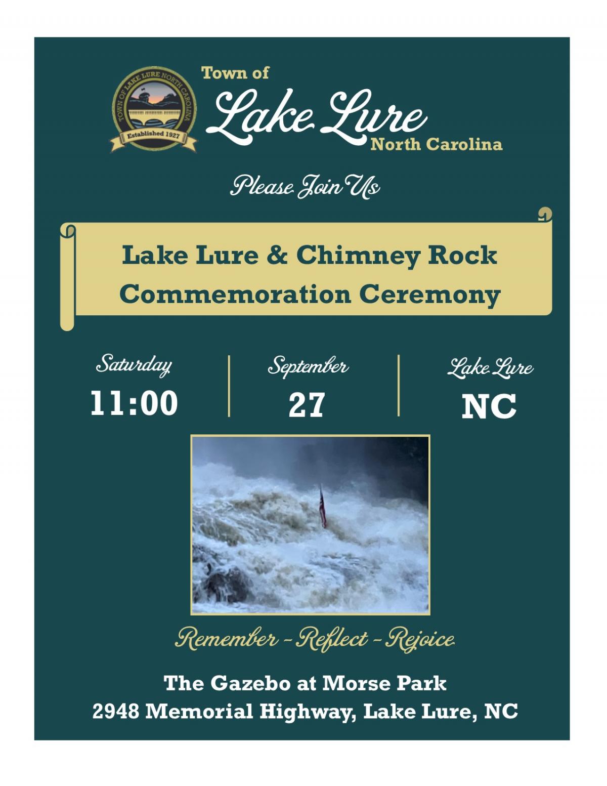 092725 Lake Lure & Chimney Rock Commemoration Ceremony Invitation