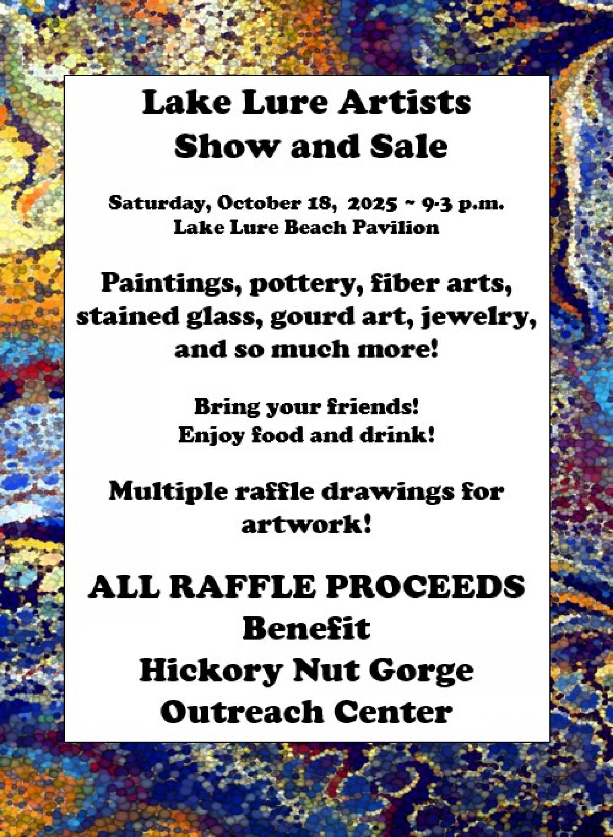 Lake Lure Arts Show and Sale is organized- 10/18/25