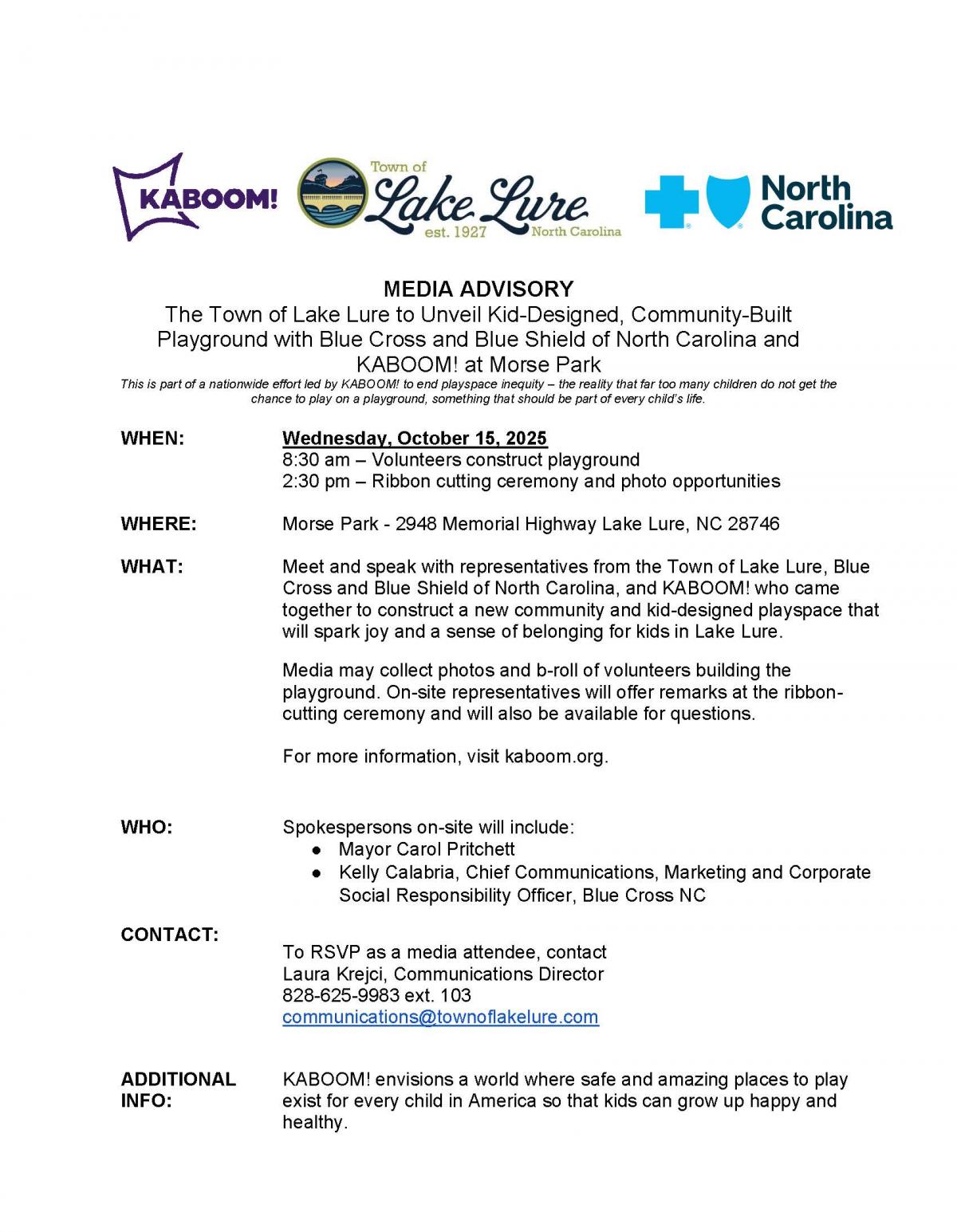 Kaboom Media Advisory