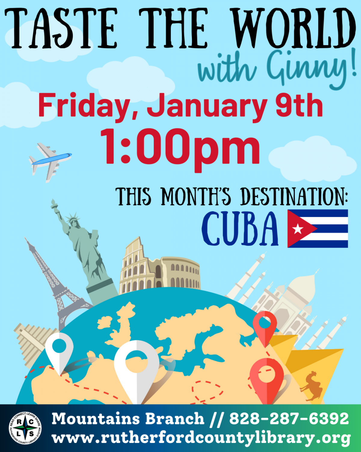 Mountains Branch Library Event - Taste the World with Ginny 01-09-26 at 1PM