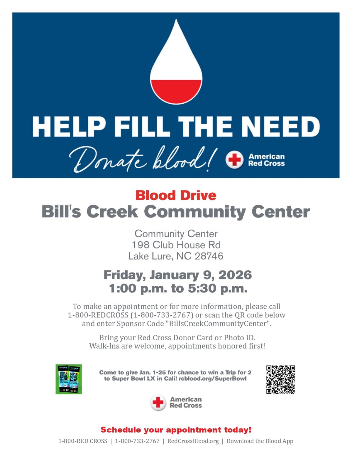 01-09-26 Bill's Creek Community Center Flyer