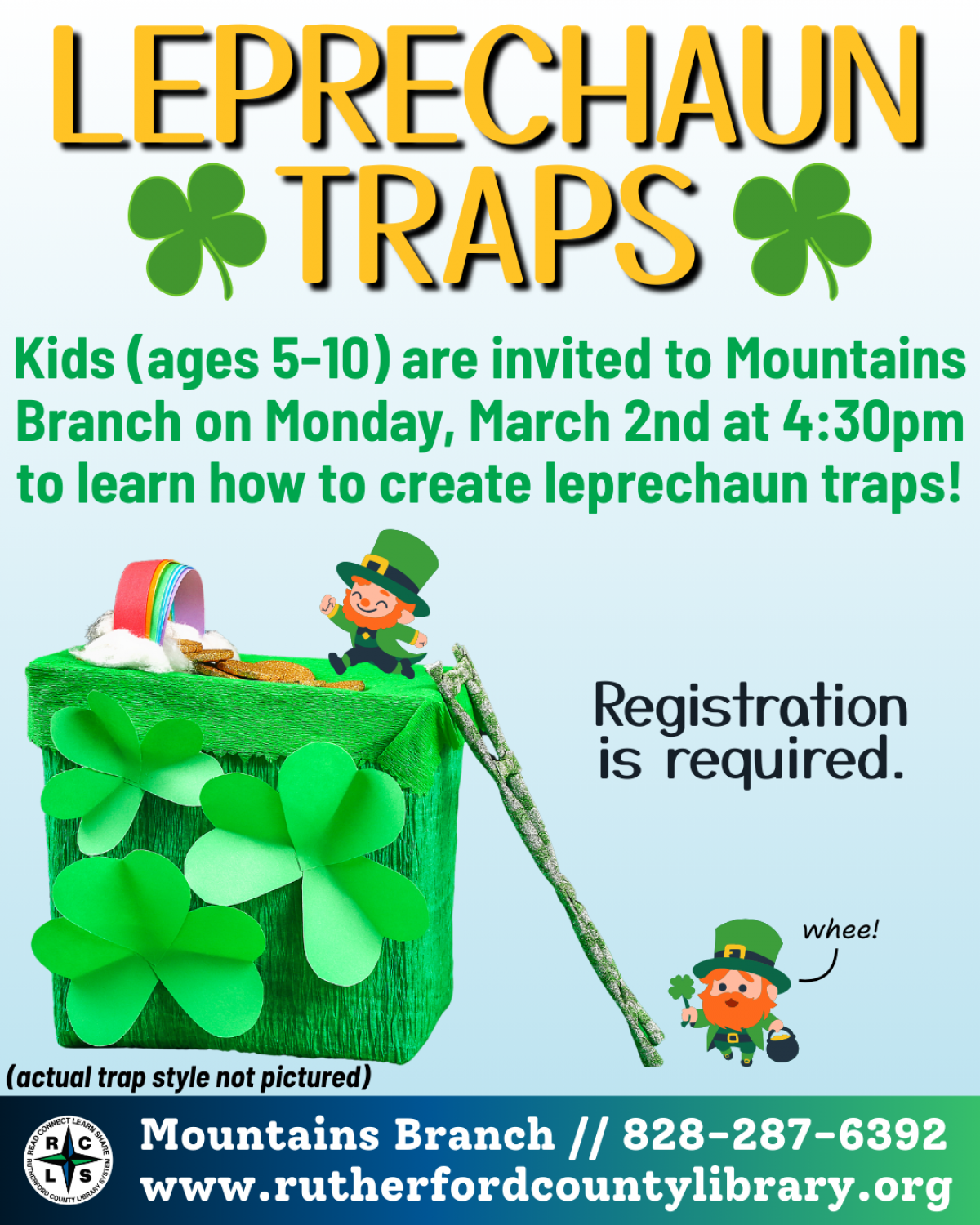 Mountains Branch Library Event - Leprechaun Traps - 3/2/26 at 4:30 