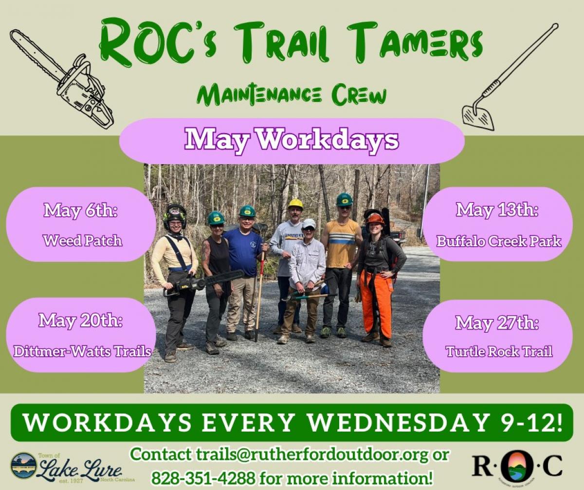 Trail Tamers sign with dates