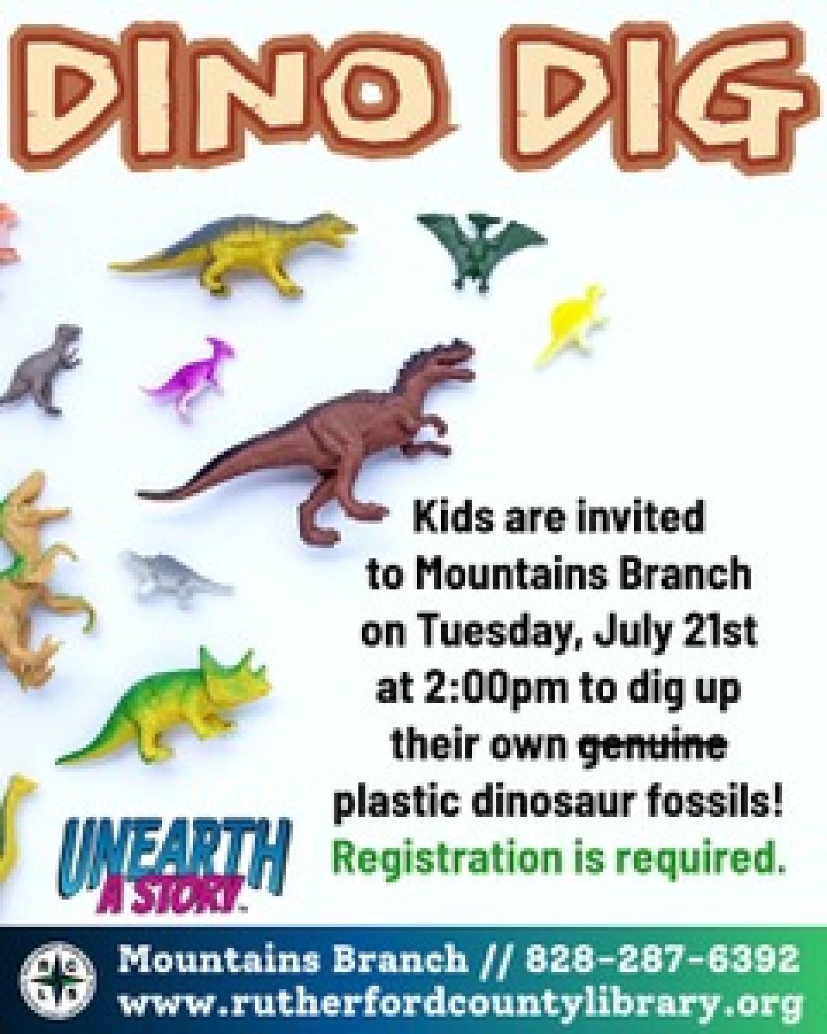 Mountains Branch Library Event - Kids Dino Digs - 7/21/26 at 2:00