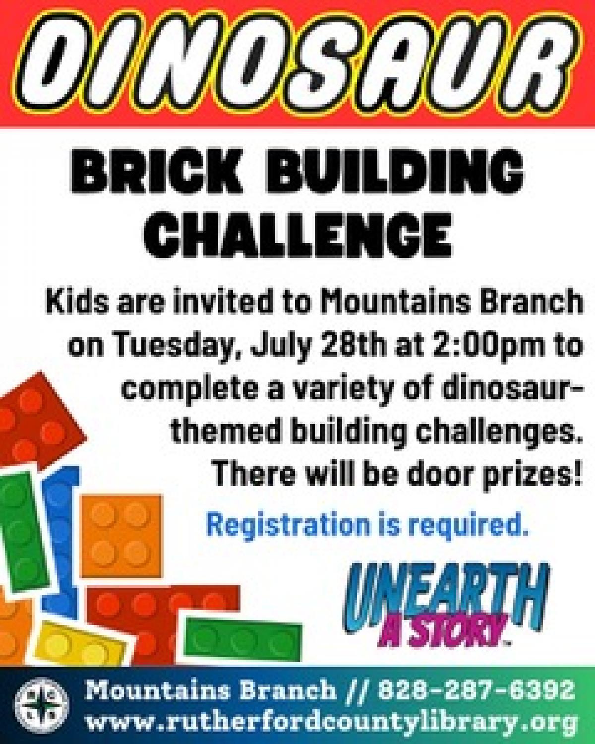 Mountains Branch Library Event - Dinosaur Brick Building Challenge - 7/27/26 at 2:00