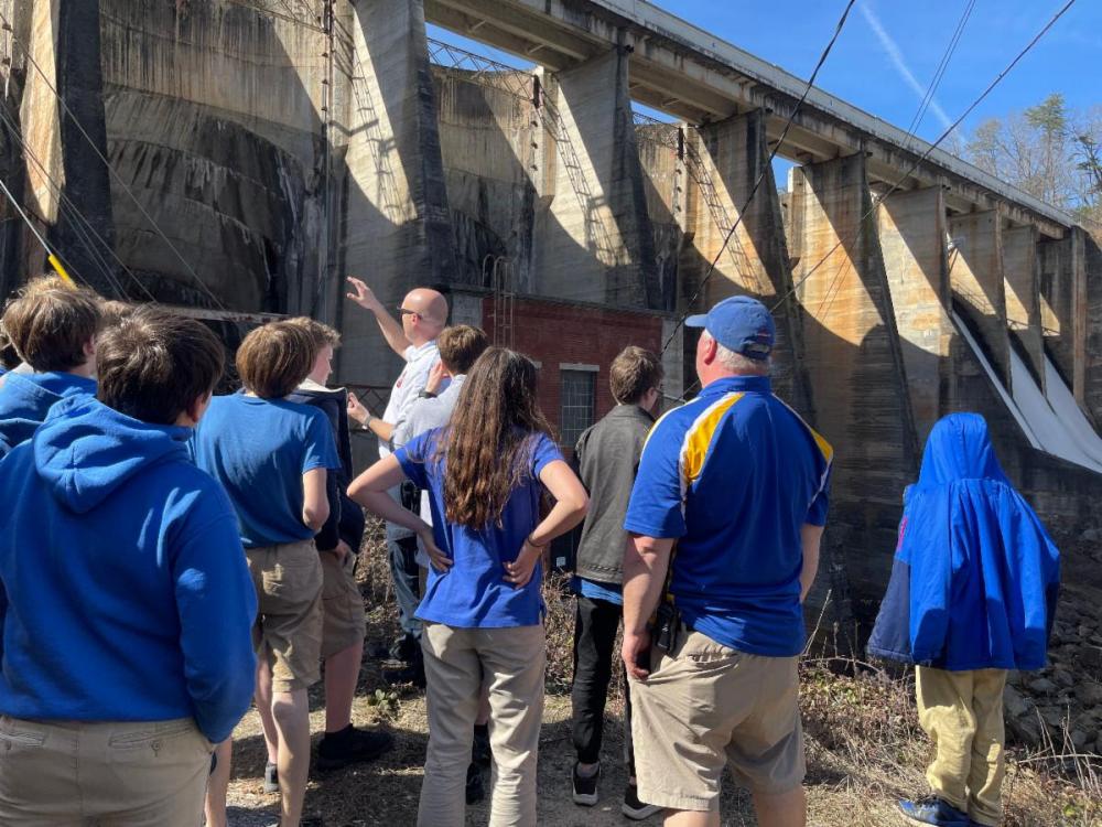 Lake Lure Classical Academy Middle School Shop Class Visits Lake Lure Dam