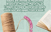 Mountains Branch Library Event - Jute Book Page Bowl - 3/9/26 at 1:00