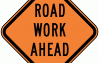 Orange Roadwork Ahead Sign