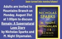 Mountains Branch Library Book Club - 8/31/26 at 1:00 