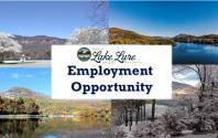 Employment Opportunity Banner with Lake Lure in all four seasons